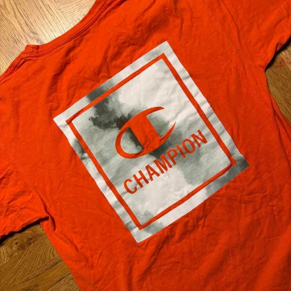 Champion Orange Logo Graphic T-Shirt Medium
